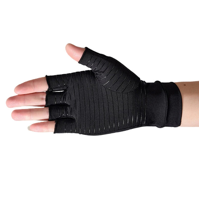 KALOAD 1Pairs Copperion Arthritis Compression Gloves for Adult Relieve Hand Pain Swelling Carpal Tunnel Support Half Finger Joints Therapy