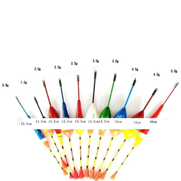 10Pcs Fishing Floats Set Vertical Buoy Sea Fishing Floats Assorted Size Fishing Accessories for Most Type of Angling with Attachment Rubbers Fishing Lures