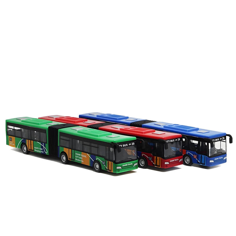 Simulation Alloy Double Section Bus Model Pull Back Vehicles Toys Funny Car Kids Children Gifts