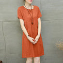 ZANZEA Women Daily Casual Side Pockets V-Neck Short Sleeves Solid Color Dresses