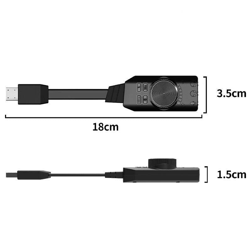 PLEXTONE GS3 USB 7.1CH Computer Game Sound Card with Volume Knob External Gaming Audio Card 3.5mm USB Adapter Plug and Play for PC Laptop PUBG