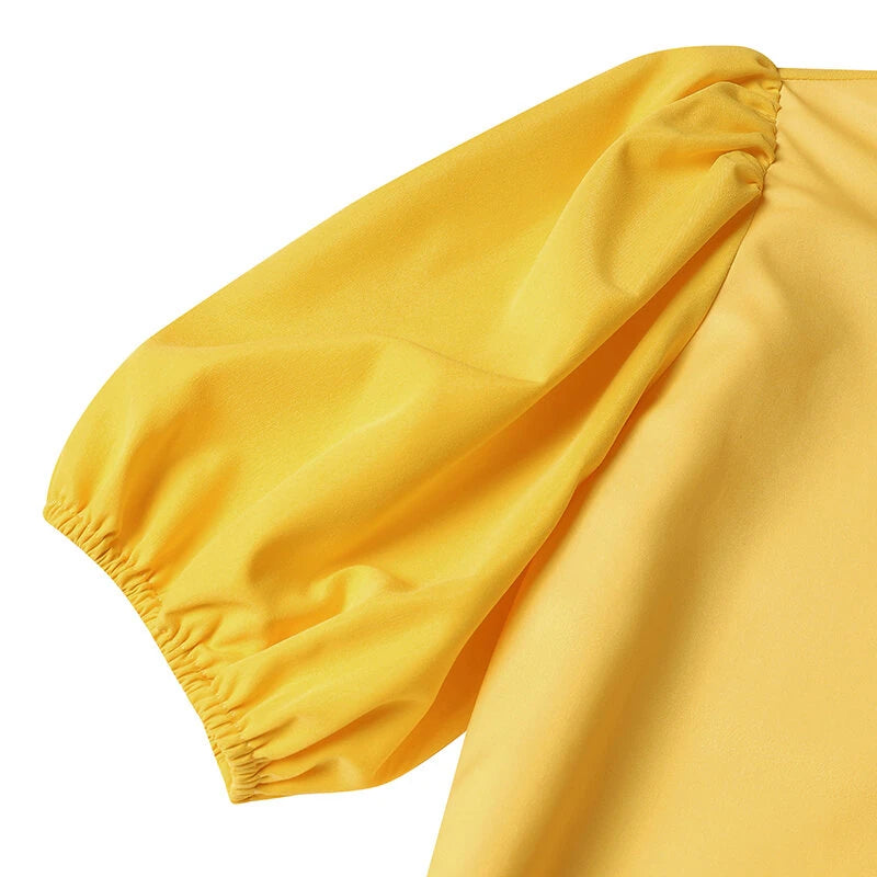 VONDA Women Bubble Short Sleeve Midi Dress Animal Print Cute Crew Neck Beach Dress Plus Size