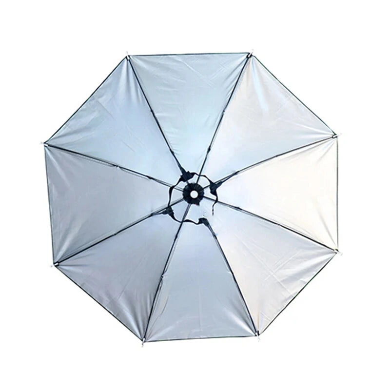 55cm Portable Rain Fishing Umbrella Hat Foldable Outdoor Fishing Anti-Sun Waterproof Umbrella Camping Head Cap Beach Head Hats