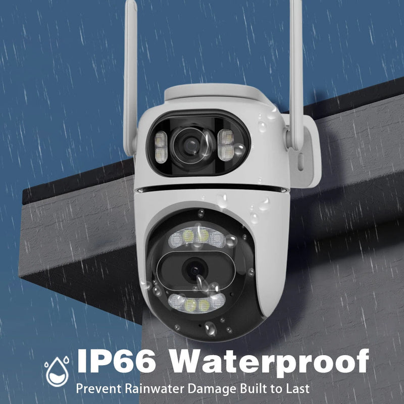 4MP 5X Zoom Dual Lens Wireless Security Camera PTZ Color Night Vision AI Human Detection Two Way Audio IP66 Waterproof WiFi Smart Home Surveillance System ICSEE APP
