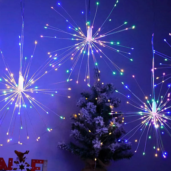 IPRee 4 IN 1 LED Starburst Sphere Lights Plug in Waterproof Hanging Lights for Gardens Christmas Party Decor