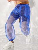 INCERUN Men Transparent Mesh Zipper Pants Nightclub Party Mens Pants Fashion Street Men's Bottoms