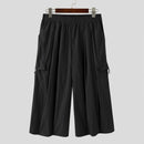 INCERUN Men Casual Wide Leg Pants Lightweight Solid Color Loose Fit Straight Wide-leg Trousers for Men, Plus Size S-5XL