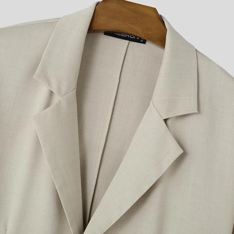 INCERUN Mens Casual Loose Fit Long Sleeve Blazer Fashionable Versatile Solid Color Suit Outwear Top for Men