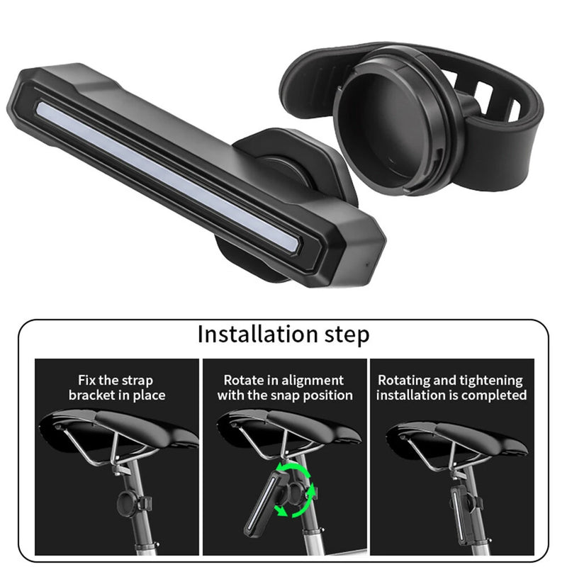 BIKIGHT 10-50LM 1PCS RGB LED Bicycle Smart Sensor Brake Taillight Type-C Charging Waterproof Warning Bike Rear Light for Night Cycling Safety