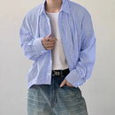 INCERUN Plus Size Men Classic Striped Shirts Long Sleeve Lapel Collar Casual Shirt for Men Daily Vacation Streetwear Male Top