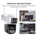 Three Lens 9MP HD 8X Zoom Security Camera WiFi Outdoor IP66 Waterproof Human Detection Night Vision Two Way Audio Smart Tracking ICSEE App Camera