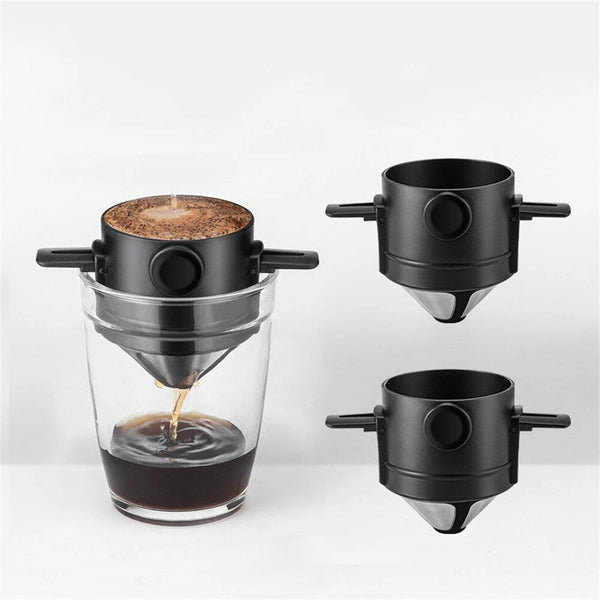 IPRee Coffee Filter Portable Stainless Steel Coffee Tea Funnel Reusable Tea Infuser Coffee Dripper Drip For Home Office Outdoor Travel