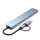 8-in-2 USB-C/USB3.0 Docking Station USB Adapter with USB3.0 USB2.0*3 USB-C Data SD/TF Card Reader Slot 3.5mm Audio Multiports USB Hubs for PC Laptop Computer