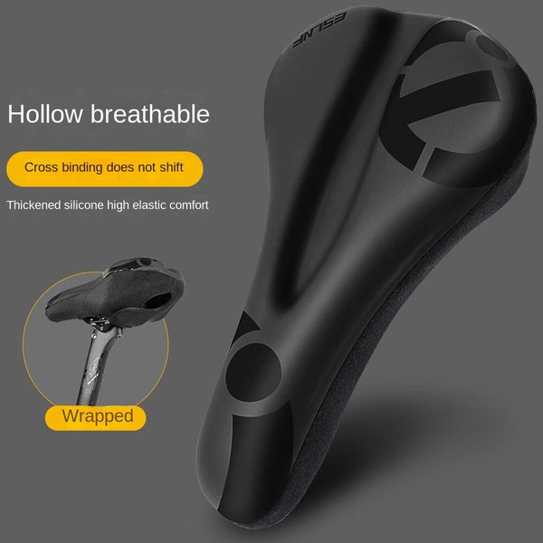 ESLNF Soft High Elastic Silicone Anti-slip Bicycle Saddle Thickened Shock Absorption Waterproof Bike Cover Cushion for Outdoor MTB Riding