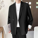 INCERUN Mens Metal Buckle Patchwork Lace Long-Sleeve Blazer Fashion Casual Solid Color Suit Top Outwear
