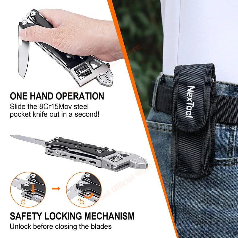 NexTool W4 Multitool Wrench 11-In-1 Adjustable Wrench Pliers Hand Tools Screwdriver Wooding Saw Wood Working Tools