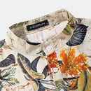 INCERUN Mens Shirts Hawaiian Short Sleeve Shirts Summer Holiday Beach Men Shirt Tropical Leaves Print Henley Shirts