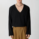 INCERUN Men Fashion V-neck Long Sleeve T-shirt Comfy Loose Fit Solid Color Tshirt Top for Men Plus Size, Spring Fall