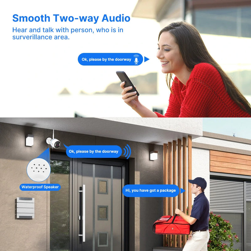 Hiseeu 3MP 8CH NVR + 2 WIFI Security PTZ Camera Kit Human Detection IR Night Vision IP Camera Set Wireless CCTV Surveillance System