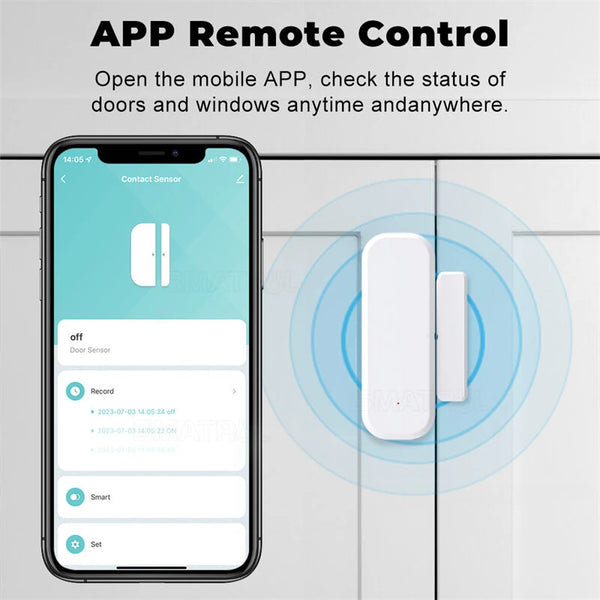 Smatrul Tuya Smart WiFi Door Window Alarm Sensor Open Closed Detectors bluetooth Smart Life APP Alerts Phone Notifications Work with Alexa Google Home