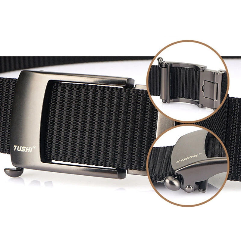 TUSHI 125cm Metal Buckle Tactical Belt Nylon Wistand Inserting Buckle  Casual Military Fan for Men Women