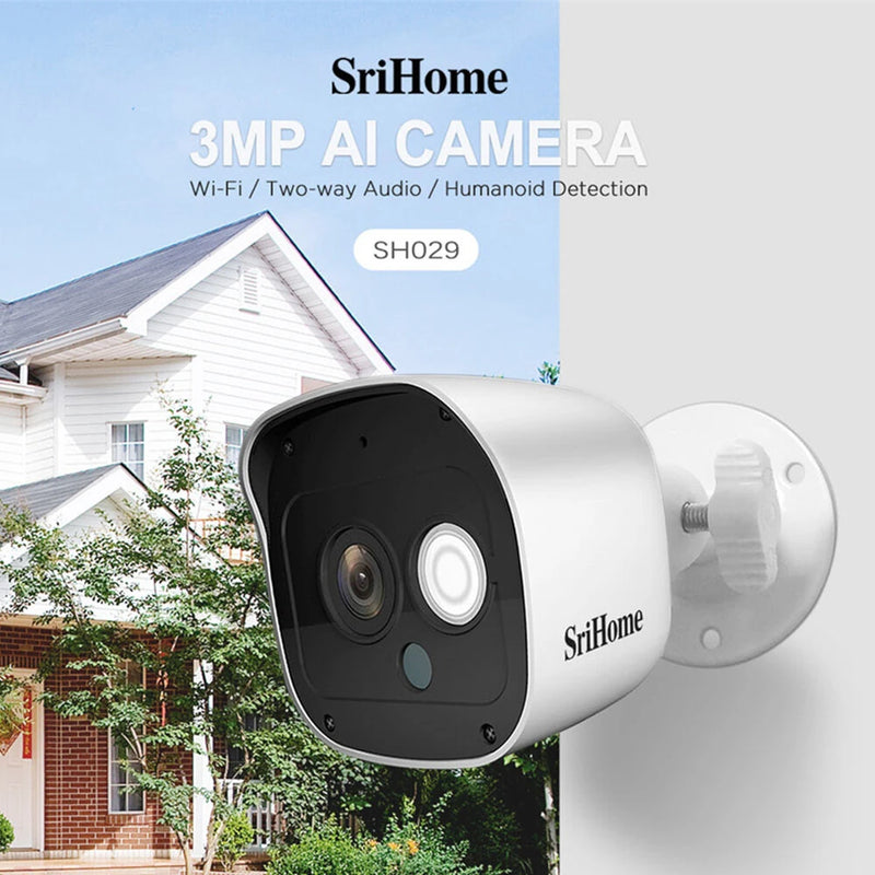 SriHome SH029 3MP WIFI IP Camera Wi-Fi Two-Way Audio Humanoid Identification IP66 Waterproof Night Vision Surveillance HD Security Camera
