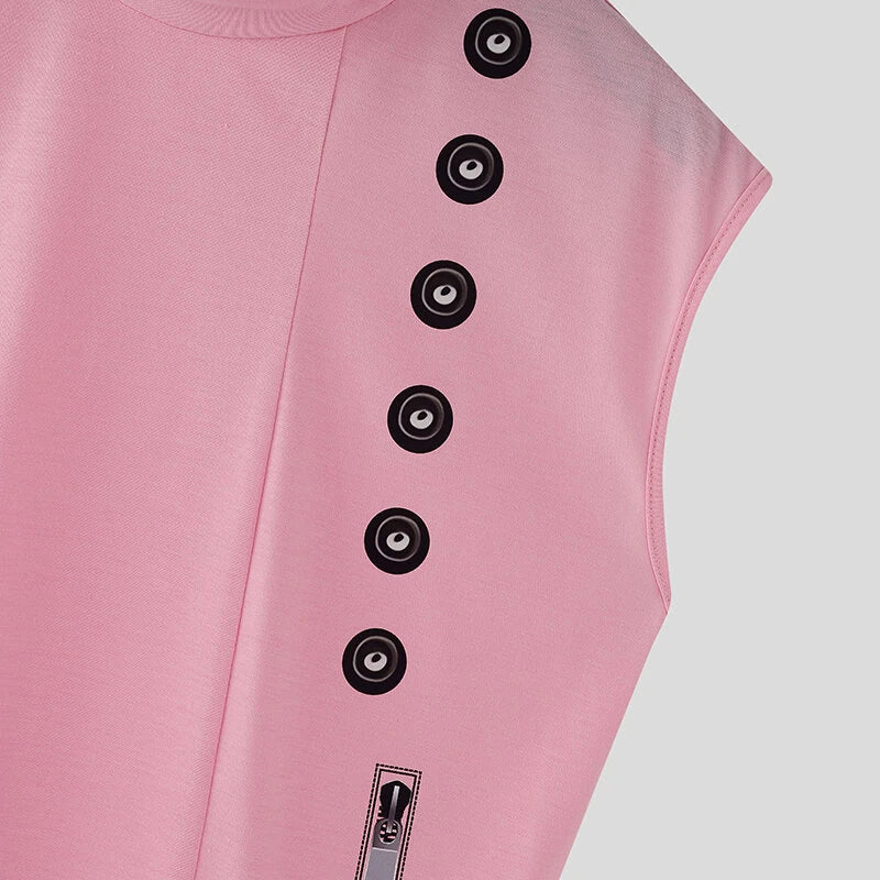 INCERUN Mens Casual Daily Print Vest Stretch Turtleneck Tank Top for Male