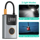 150PSI Fast Inflation Bike Air Pump 5 Inflation Modes 70W Power 2000mAh Power Bank Digital Display USB Rechargeable Auto Shutup Smart Portable Mini Flashlight Pump for Bicycle Car Basketball