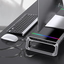 ICE COOREL T1 Multifunctional Monitor Riser Stand with 3USB2.0+USB3.0 Expansion Ports / Storage Drawers / Phone Stand RGB Lights Foldable Design Computer Heighten Support Stand