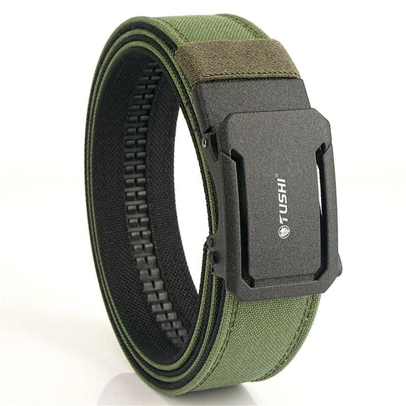 TUSHI 120cm Mens Automatic Buckle Tactical Belt Military Sturdy Nylon Belt for Outdoor Work Business Police Duty