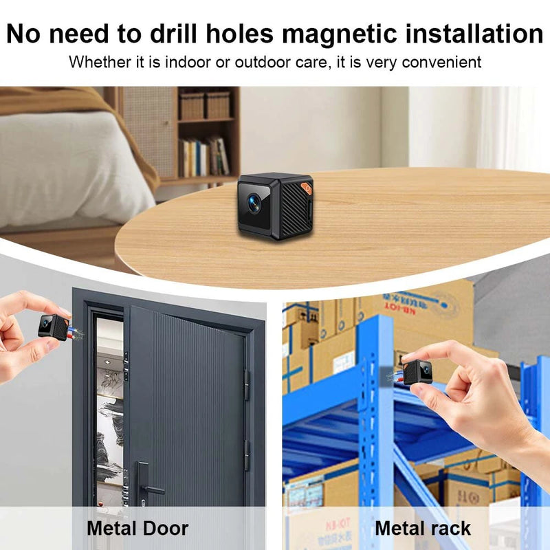 W02 1080p HD Smart Camera Infrared Night Vision Wireless WiFi Camera 140 Wide Angle Motion Detection Magnetic Mount Type-C Charging Mini Cameras