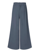 ZANZEA Plus Size Women Pants Solid Color Side Button Elastic Waist Loose Casual Wide Leg Pants With No Pocket