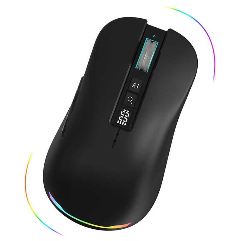 M131 AI Smart Voice Mouse Dual Mode Wireless bluetooth Speech to Text Mice with LED Power Display RGB Light 5000DPI Voice Controlled Translation for Office Home Latop Voice Typing Mouse