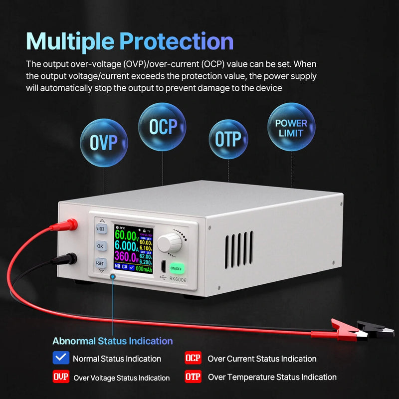 RIDEN RK6006-C Digital Power Supply High Precision 60V 6A with Overvoltage Protection and HD Display for Efficient Power Control