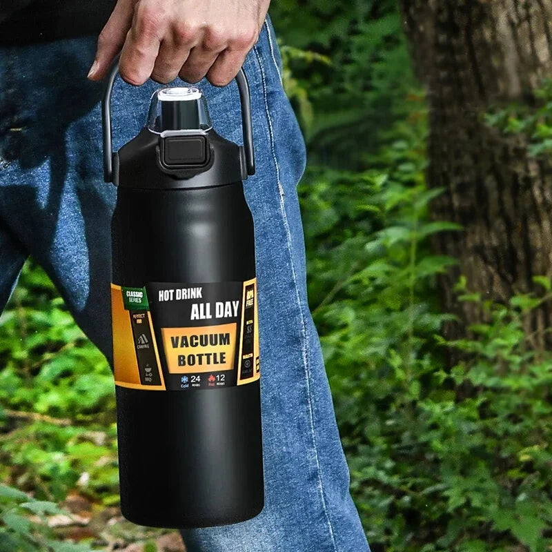 1500ml Large Capacity Portable Thermos Bottle with Straw, 304 Stainless Steel, Thermal Mug, Cup, Coffee Cup, Sports Flasks, Cold and Hot Water Bottle