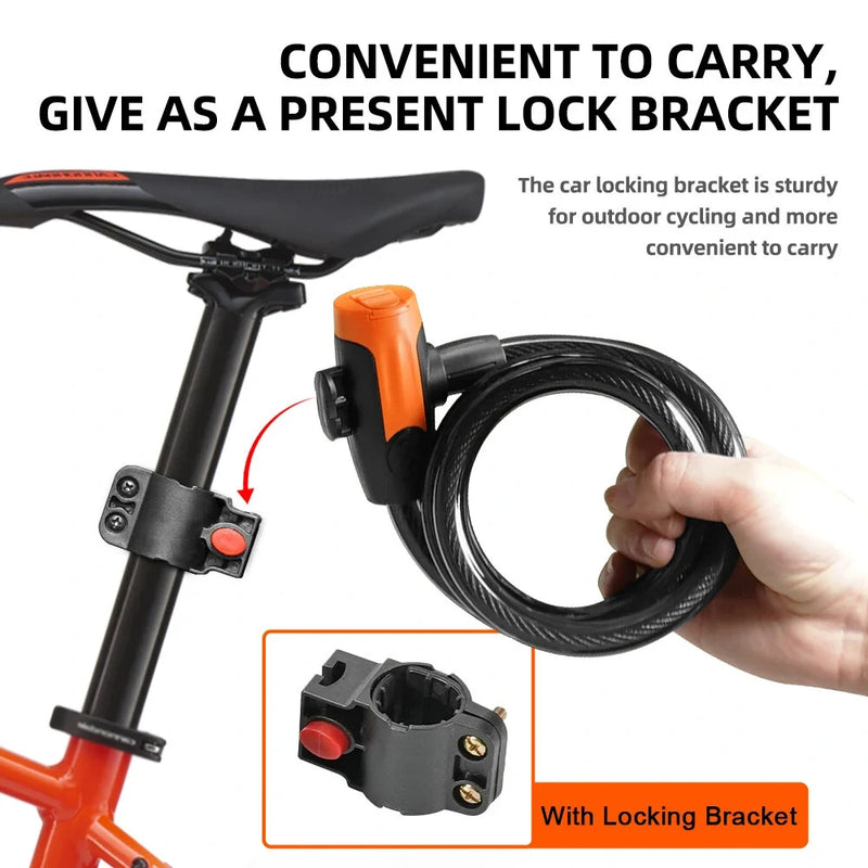 XANES Anti-thief Key Bike Lock 1.2m Length Steel Alloy Tough Protection Waterproof Portable Bicycle Lock for MTB Bicycle Road Bike