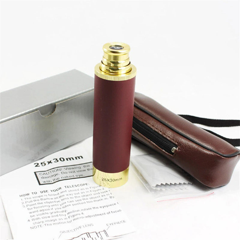 IPRee Pirate Monocular Telescope 25x30 High Powered Zoomable Collapsible Monocular Brass Spyglass Handheld for Hunting Hiking Travel