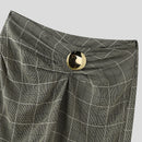 INCERUN Mens Twist Design Casual Long Pant Fashion Retro Striped Loose Fit Straight Trousers for Men