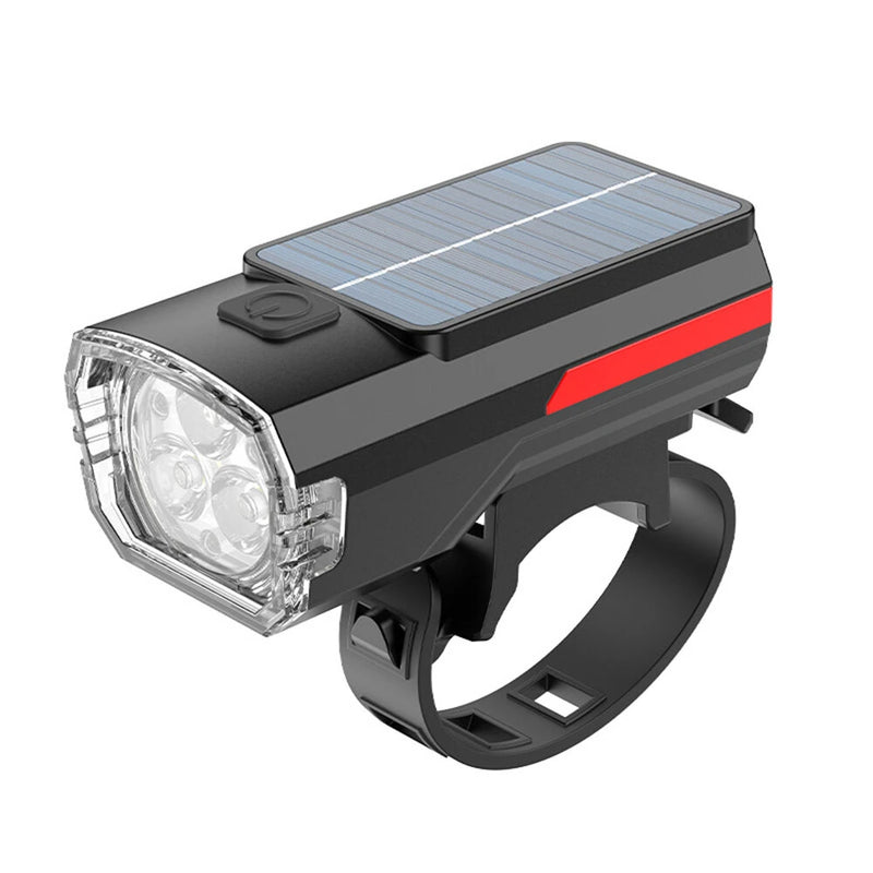 BIKIGHT Solar Rechargeable LED Bicycle Headlight Anti-glare Type-C Charging Waterproof Bike Front Light for MTB Night Riding Safety