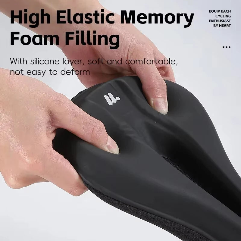 WEST BIKNIG Thickened Sponge High Elasticity Bike Seat Cushion PU Leather Soft Waterproof Hook Loop Fastening Bicycle Saddle Cover