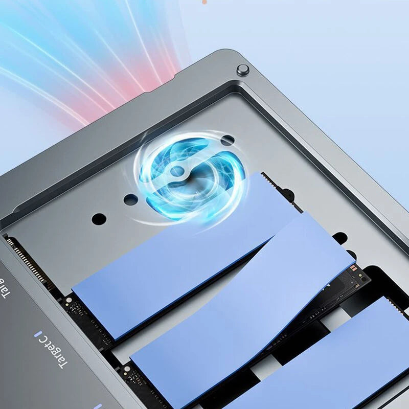 MAIWO K2024 4 Bay M.2 NVMe SSD Enclosure with USB4 Port 40Gbps High Speed SSD Case with Colling Fan Support 1-to-3 Offline Clone for 2230/2242/2260/2280 Hard Drive