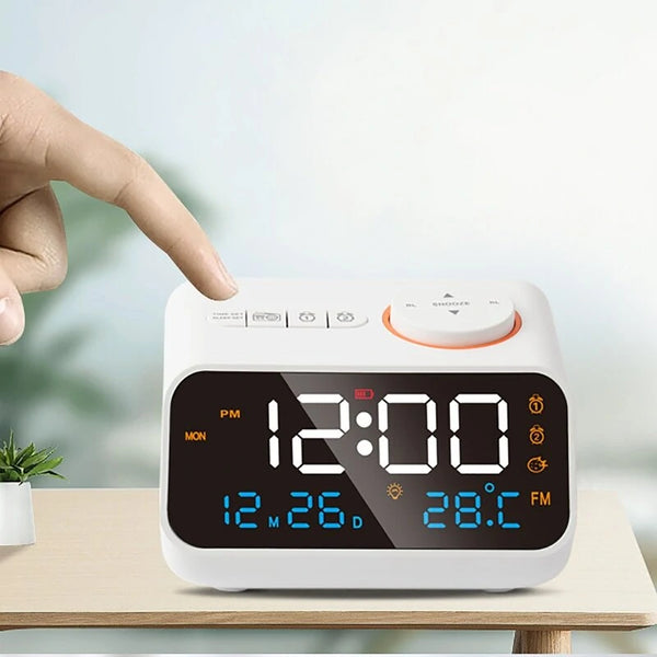 AGSIVO FM Radio Digital Alarm Clock with Dual Alarm / Snooze / Temperature Display / Date Display / Memory Function