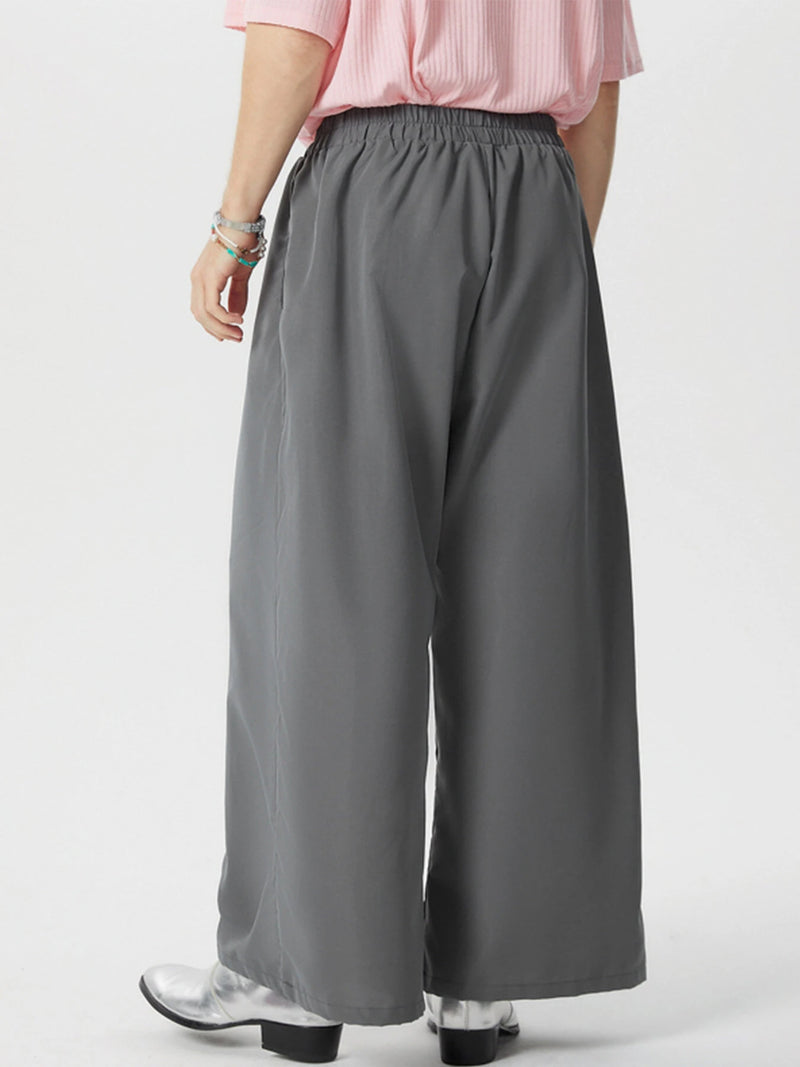 INCERUN Mens Solid Color Comfortable Loose Fit Elastic Pants