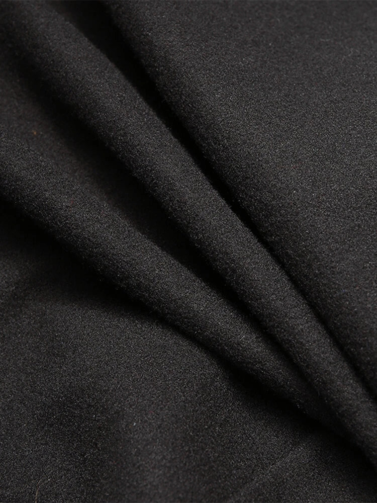 INCERUN Men Lapel Sleeveless Shawl Cape Black Mens Coat Cape Belt Buckle Middle Long Coat Jacket