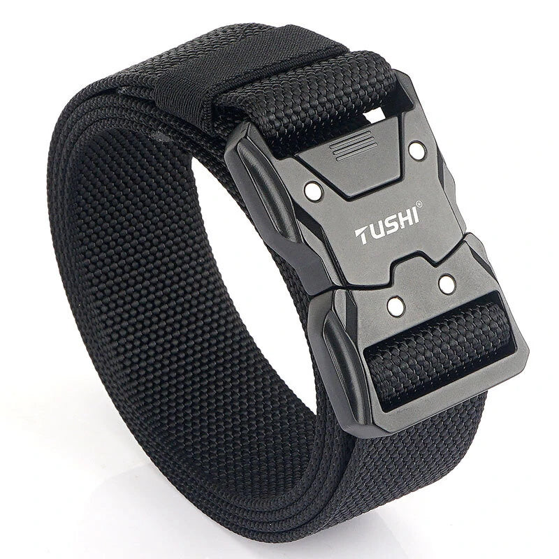 1Pc Popvcly Belt Metal Buckle Quick Release Belt Casual Tooling Training Belt Men's Pants Belt
