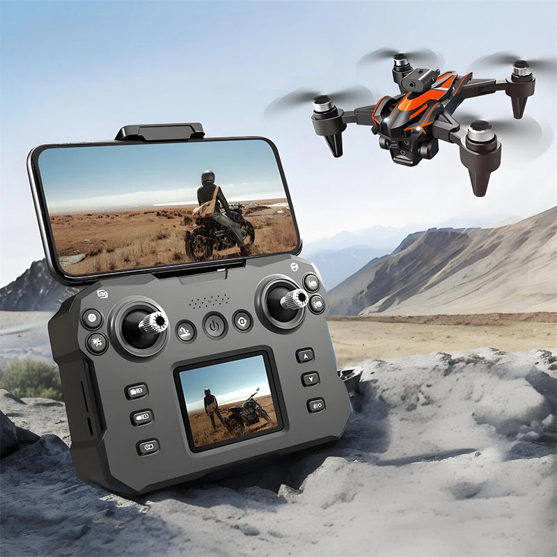 XKJ K12 MAX Three Camera WiFi FPV with LCD Screen Controller Servo Gimbal 360 Obstacle Avoidance Brushless Foldable RC Drone Quadcopter RTF