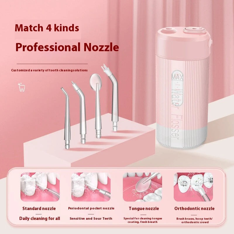 Portable Cordless Water Flosser with 4 Modes & 4 Nozzles Rechargeable  IPX7 Waterproof 200ml Telescopic Water Tank Travel Oral Irrigator