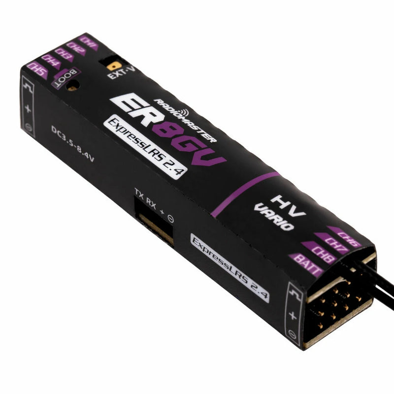 Radiomaster ER8-G/ER8-GV 2.4GHz 8CH ExpressLRS ELRS RX 100mW PWM Receiver Support Voltage Telemetry for FPV RC Drone Airplane Glider