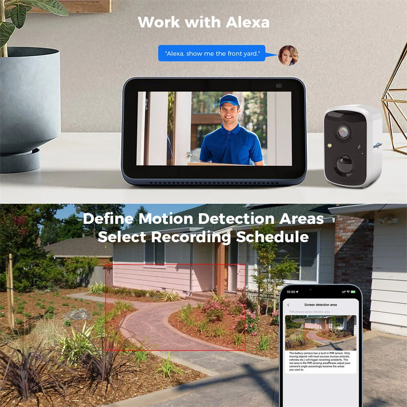 Hiseeu C90 4MP Solar WIFI IP Camera HD Video Night Full Color AI Motion Detect Two-Way Talk 100% Wireless with 1.6W Solar Panel Eseecloud App