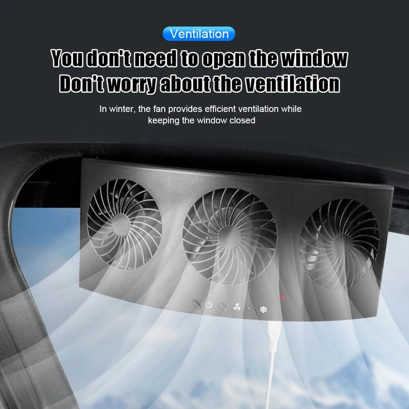 2-Speed Car Exhaust Fan 3-Head Cooling Fan Car Air Purifier Radiator Fan Window Vent Cool Ventilation Cooling Fan for Eliminating Odors Reducing Temperature with Exhaust  Deodorizing Function